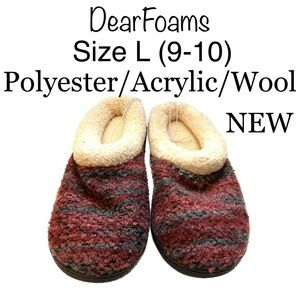 NWOT L Slippers Warm Cozy Soft Home Lounge Shoes Fall Winter Wool